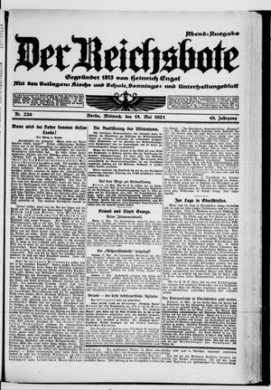 Der Reichsbote on May 18, 1921
