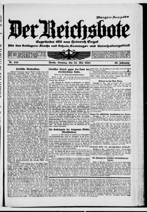Der Reichsbote on May 22, 1921