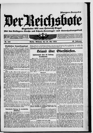 Der Reichsbote on May 25, 1921