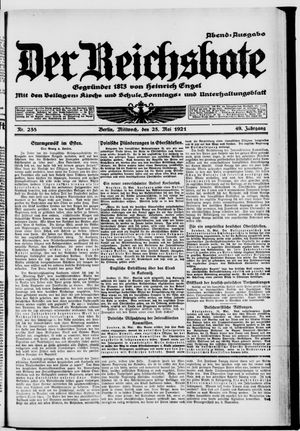 Der Reichsbote on May 25, 1921
