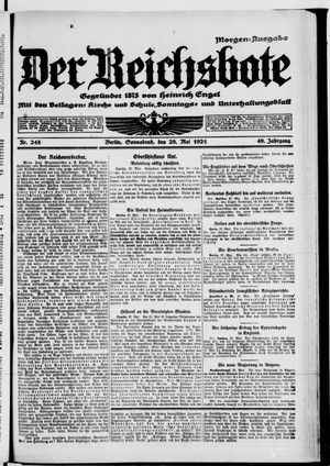 Der Reichsbote on May 28, 1921
