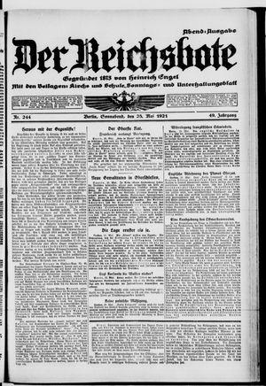Der Reichsbote on May 28, 1921