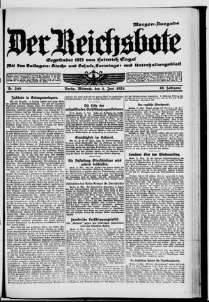 Der Reichsbote vom 01.06.1921