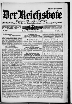 Der Reichsbote vom 01.06.1921