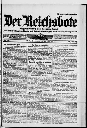 Der Reichsbote vom 11.06.1921