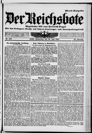 Der Reichsbote vom 16.06.1921