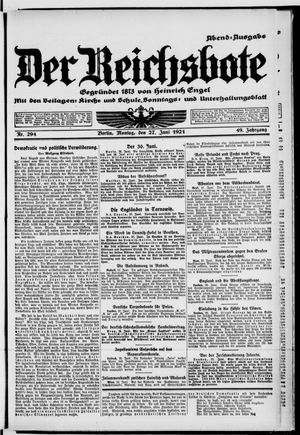 Der Reichsbote vom 27.06.1921