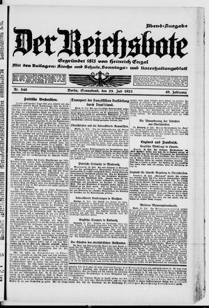 Der Reichsbote vom 23.07.1921