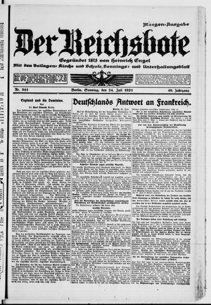 Der Reichsbote vom 24.07.1921