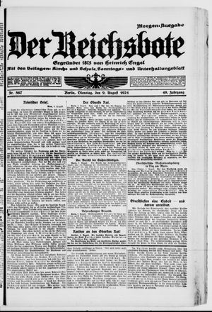 Der Reichsbote on Aug 9, 1921