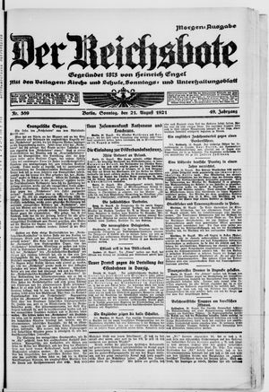 Der Reichsbote on Aug 21, 1921