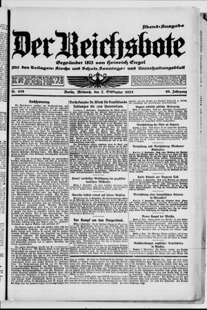 Der Reichsbote vom 07.09.1921