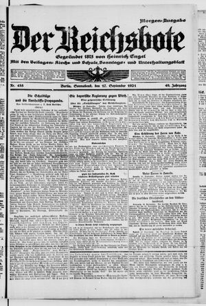 Der Reichsbote vom 17.09.1921