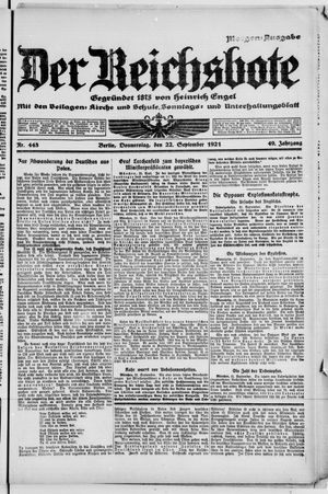 Der Reichsbote vom 22.09.1921