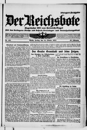 Der Reichsbote vom 14.10.1921