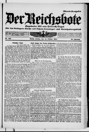 Der Reichsbote on Oct 14, 1921