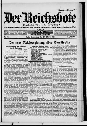 Der Reichsbote vom 27.10.1921