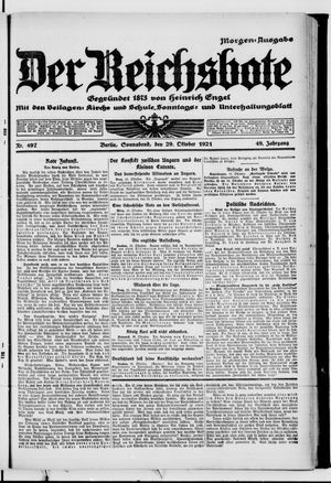 Der Reichsbote vom 29.10.1921