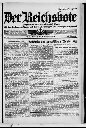 Der Reichsbote vom 02.11.1921