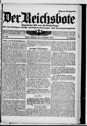 Der Reichsbote vom 07.12.1921