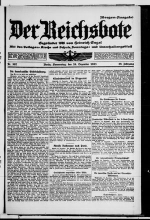 Der Reichsbote vom 29.12.1921