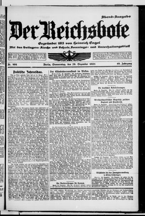 Der Reichsbote on Dec 29, 1921