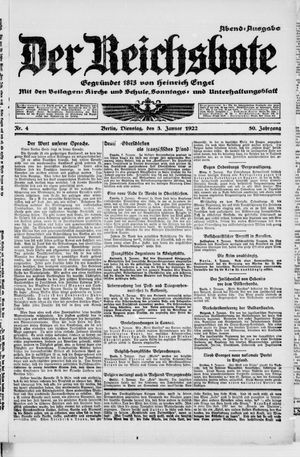 Der Reichsbote vom 03.01.1922