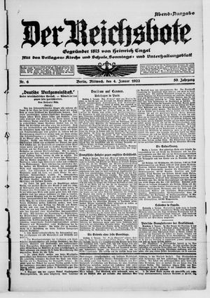 Der Reichsbote vom 04.01.1922