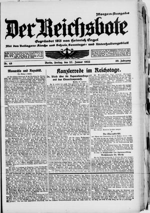 Der Reichsbote on Jan 27, 1922