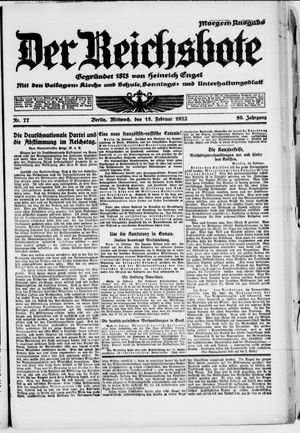 Der Reichsbote vom 15.02.1922