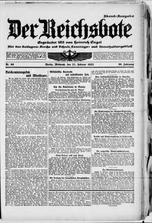 Der Reichsbote on Feb 22, 1922