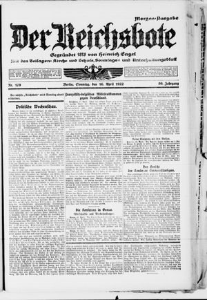 Der Reichsbote vom 16.04.1922
