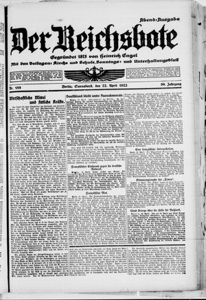 Der Reichsbote vom 22.04.1922