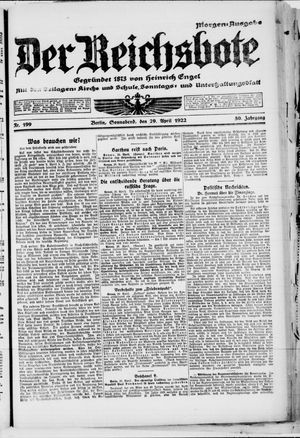 Der Reichsbote vom 29.04.1922