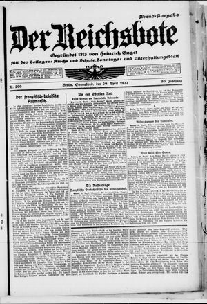 Der Reichsbote vom 29.04.1922