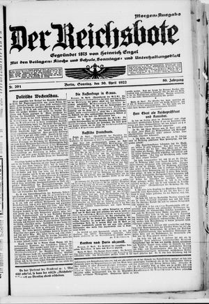 Der Reichsbote vom 30.04.1922