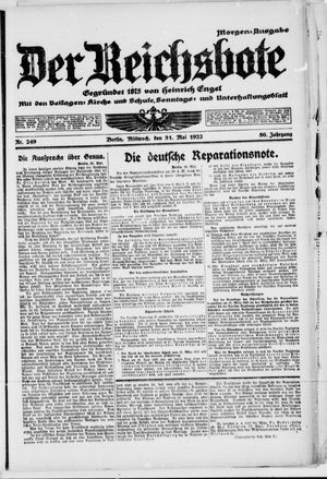 Der Reichsbote vom 31.05.1922