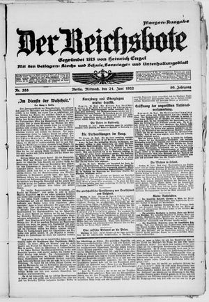 Der Reichsbote vom 21.06.1922