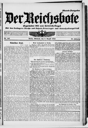 Der Reichsbote vom 09.08.1922