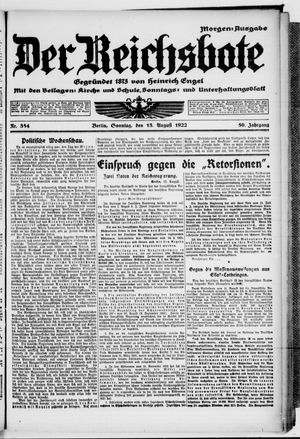 Der Reichsbote vom 13.08.1922