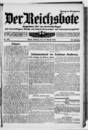 Der Reichsbote vom 15.08.1922