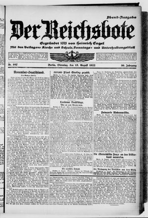 Der Reichsbote vom 15.08.1922