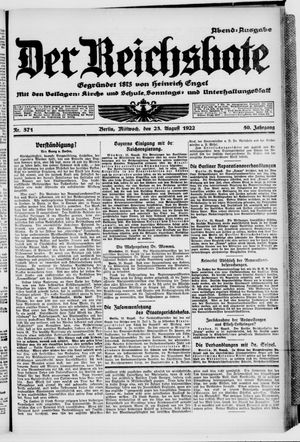 Der Reichsbote vom 23.08.1922