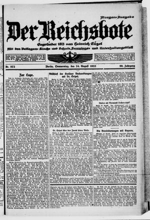 Der Reichsbote vom 24.08.1922