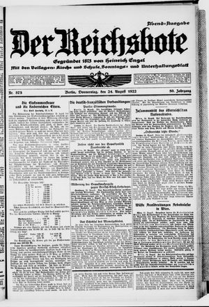 Der Reichsbote vom 24.08.1922