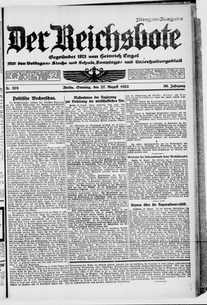 Der Reichsbote on Aug 27, 1922