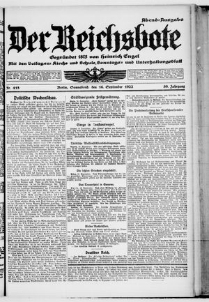 Der Reichsbote vom 16.09.1922