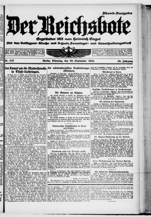 Der Reichsbote vom 19.09.1922