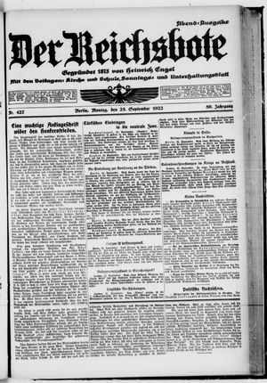 Der Reichsbote vom 25.09.1922