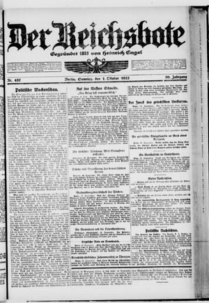 Der Reichsbote vom 01.10.1922